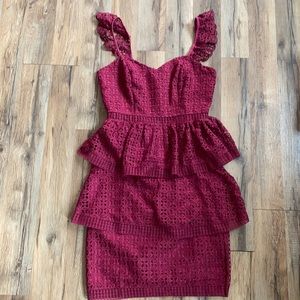 Cranberry crochet peplum by Just Me